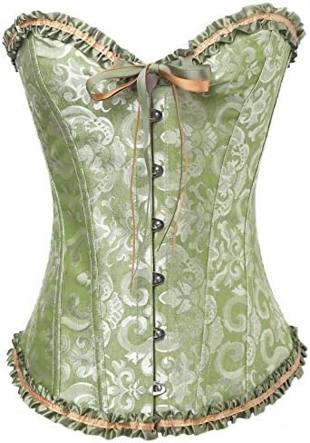SueShop Elegant Womens Overbust Waist Training Bridal Corset/Bustiers,Green XXL