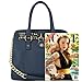 MG Collection Haley Studded Structured Satchel Shoulder Bag, Dark Blue, One Size
