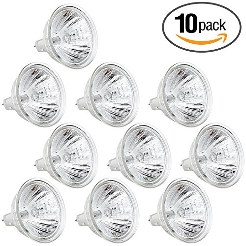 (pack of 10) mr16 20w 12v gu5.3 base halogen bulb flood…