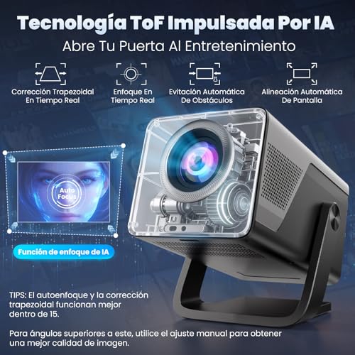 VUEKIME 2026 X7 Proyector Portátil 4K con Android 14, 1200 ANSI, WiFi 6 y Bluetooth 5.4, Proyector Smart 1080P Nativo con Auto Focus, Corrección Trapezoidal, Soporte 180°, HDMI ARC, Pantalla 50”-300”