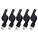 FiveBox USB Retractable Cable, Premium Retractable Charger Cord 5-Pack High Speed 2.5FT USB 2.0 Sync Data & Charge Cable for Android, Samsung Galaxy, HTC, LG, Sony, BlackBerry and More Android Device