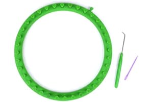 NINEFOX Yuhoo Knitting Loom Set, Round Plastic Knit Quick Loom Set, DIY Home Round Manual Craft Tool with Hook Needle Kit for Loom Knitting Hats, Scarves Shawl Sock Blankets & More(Green 24cm)