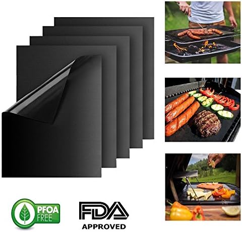 Honkey Grill Mat,5pcs Non Stick BBQ Baking Mats,16x13 Inch,Reusable and Clean up Easily- Works on Gas, Charcoal, Electric Grill and More (Set of 5)