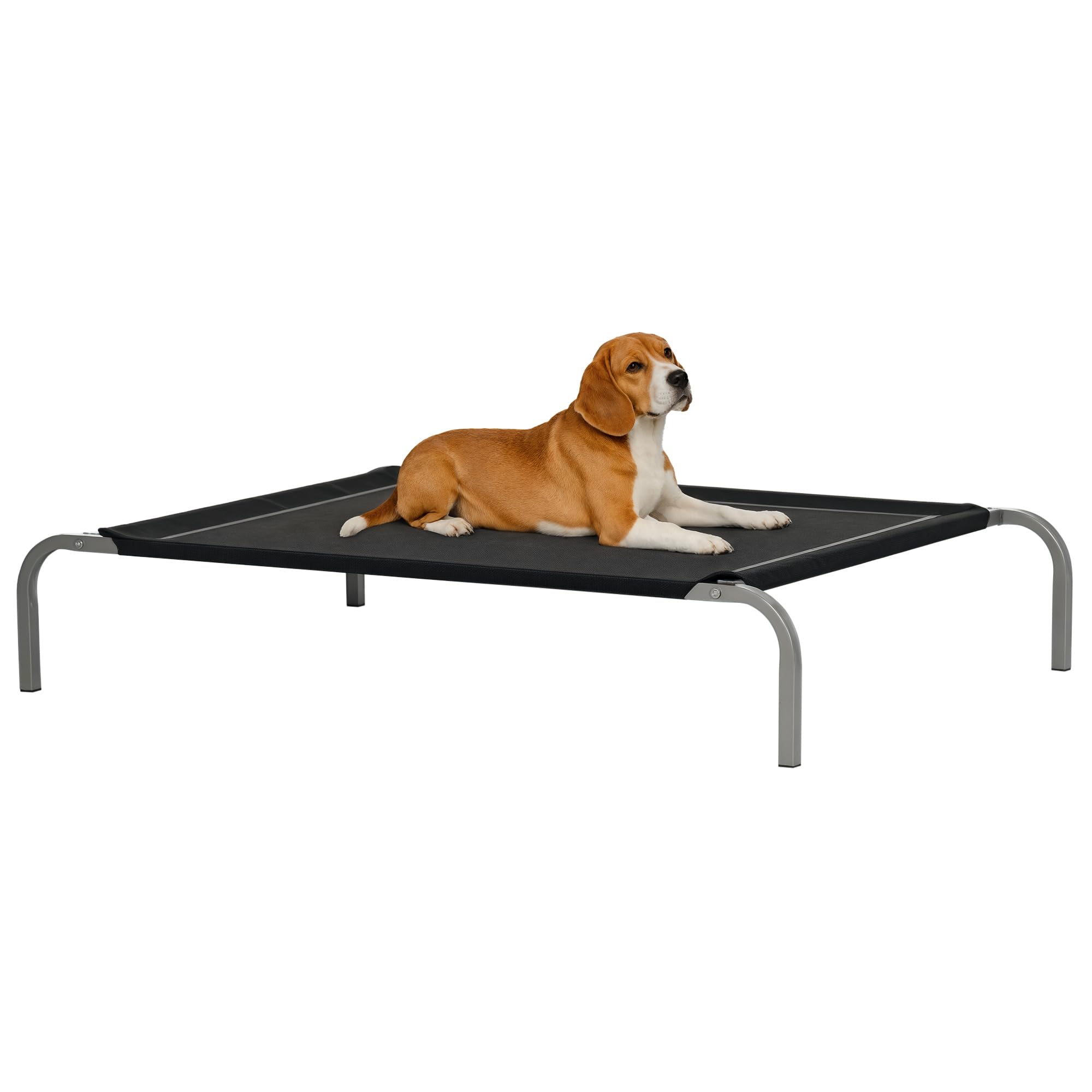 PawHut Elevated Pet Bed Portable Camping Raised Dog Bed w/ Metal Frame Black (Medium)