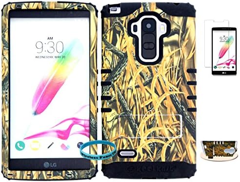 Wireless Fones TM LG G Stylo LS770/H631/MS631 Hybrid Impact Cover Case Kickstand Grass Straw Camo Mossy Snap on + Black Skin [ Wireless Fones TM Wrist Band and Screen Protector Included ]