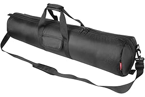 HEMMOTOP Tripod Carrying Case, 39x8.3x8.3in All Padded Tripod Bag with Shoulder Straps and Handles,Heavy Duty Light Stand Bag with 2 Zippered Pockets for Pool Cue,Drum Hardware,Speaker Stand,Mic Stand
