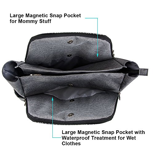 image for Lekebaby Large Diaper Bag Tote Satchel Messenger for Mom and Girls in 