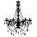 gypsy color The Original Brink House 6 Light Black Hardwire Flush Mount Chandelier H26”xW22”, Black Metal Frame, Glass Stem and Acrylic Crystals