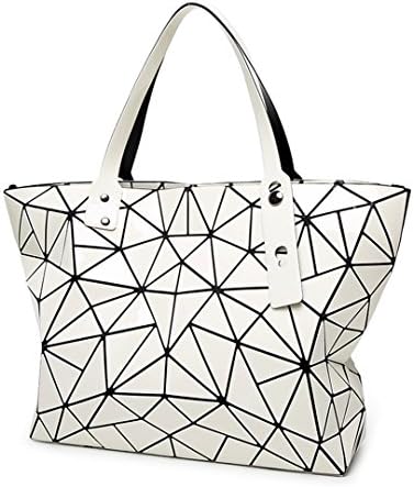 Matte Women Baobao Bag Geometry Sequins Mirror Plain Folding Shoulder Bags Handbag Casual Tote Bao Bao Bucket Bolsa Female Style 1 White