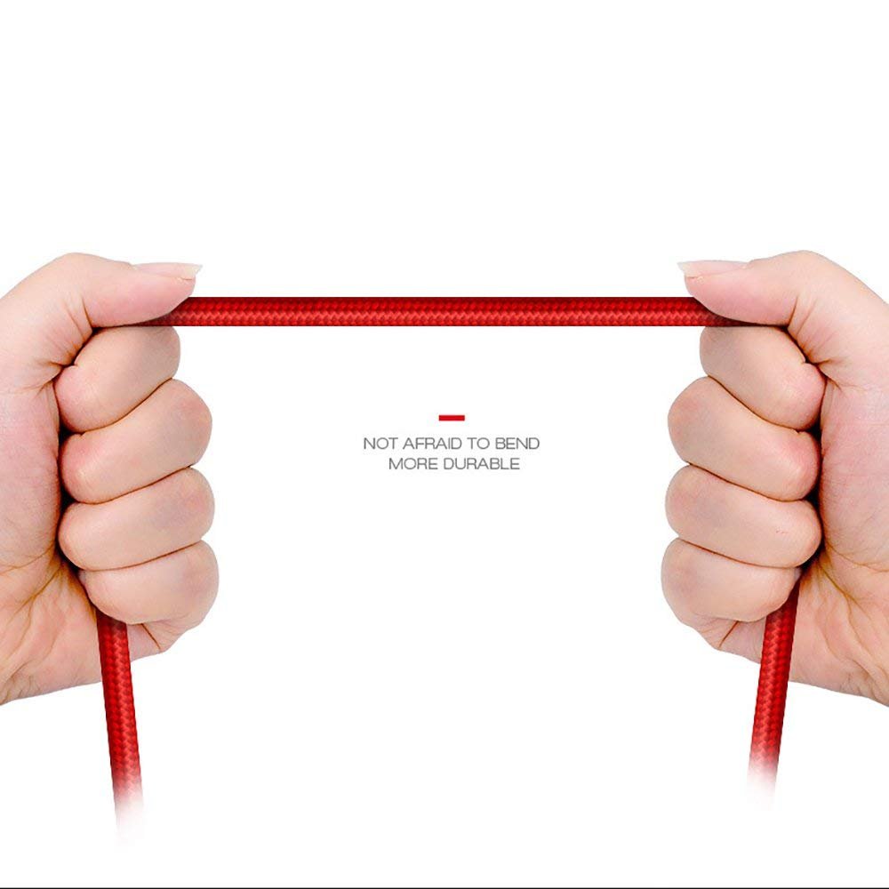 Fast USB Charger Cable[4.9FT],LYILIN 3 in 1 90 Degree iPhone Charger Cable with iPhone/Type C/Micro USB,Compatible with iPhone, iPad, Samsung S8/S8+ and More(Red)