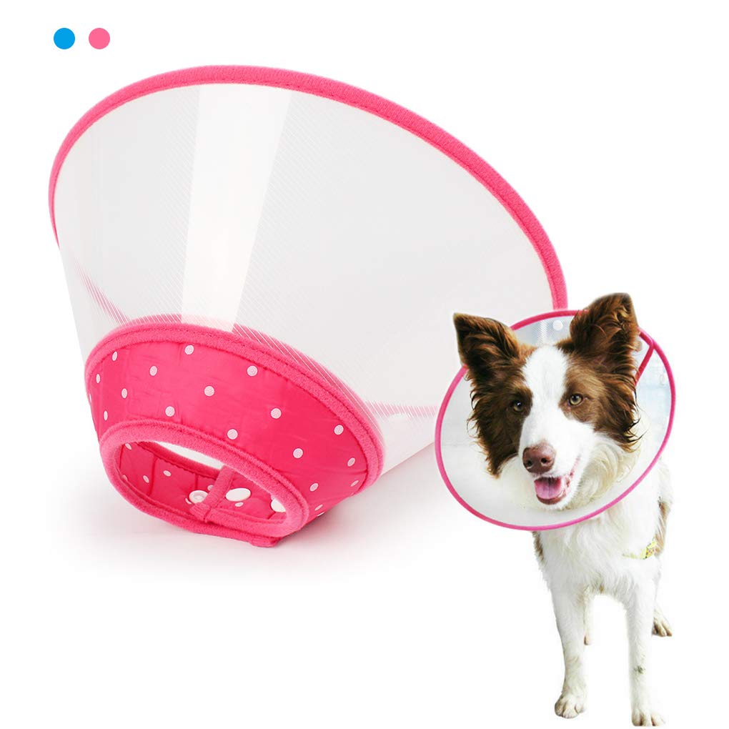 Pet Cone Recovery Dog Cone Adjustable Collar, Protect the Neck Surgery Recovery, Designed for Cats and Puppies (S, pink)
