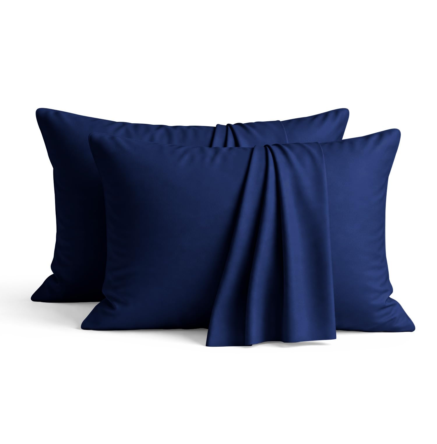 AMEHA 100% Brushed Microfiber Navy Pillow Cases 2 Pack (Pillows Not Included), Super Soft Standard Pillow Cases | Hotel Quality Pillow Covers, 50x75 cm,