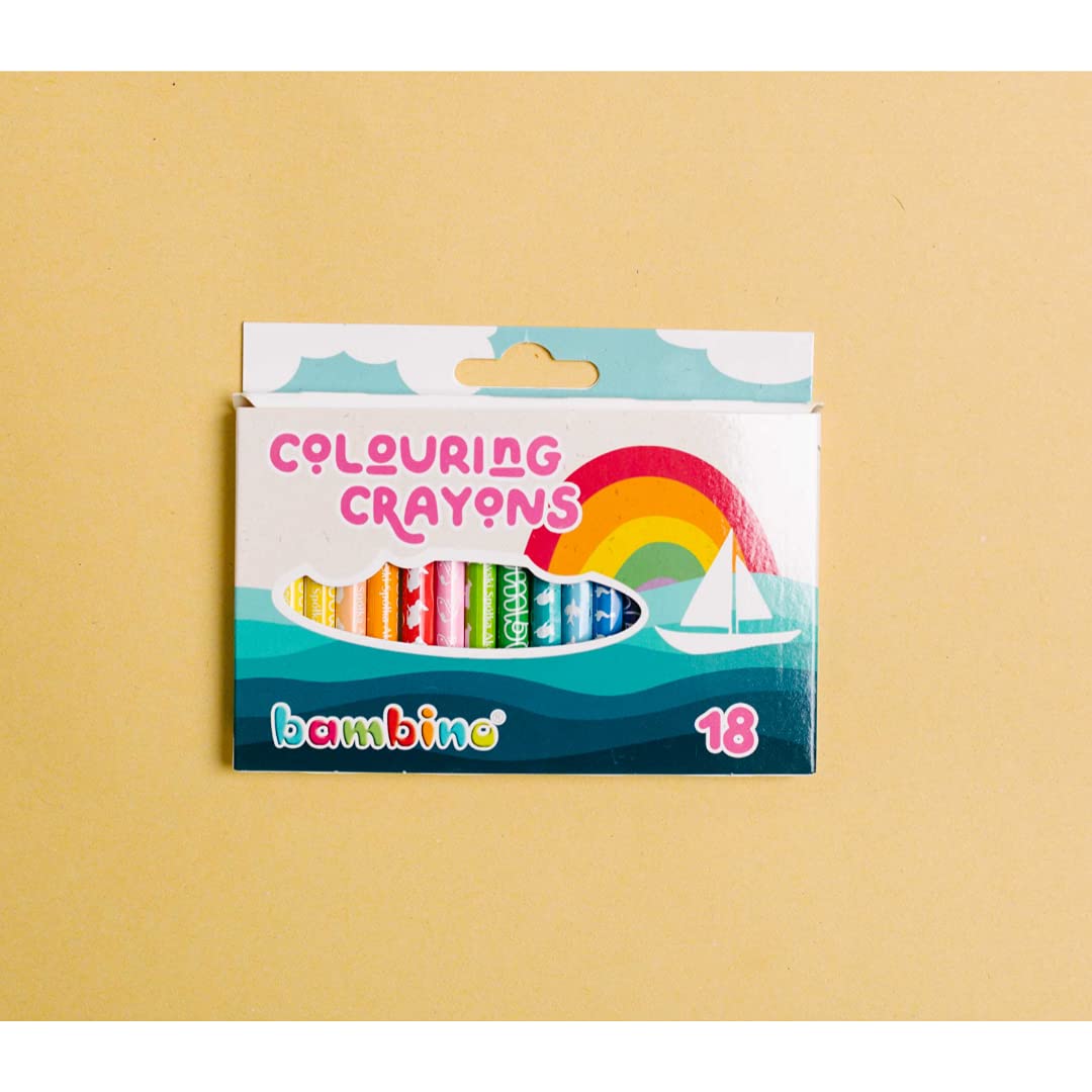 Bambino Crayons - Pack of 18- Clay Crayons - Drawing Pencils Alternative to Wax - For Adults Children
