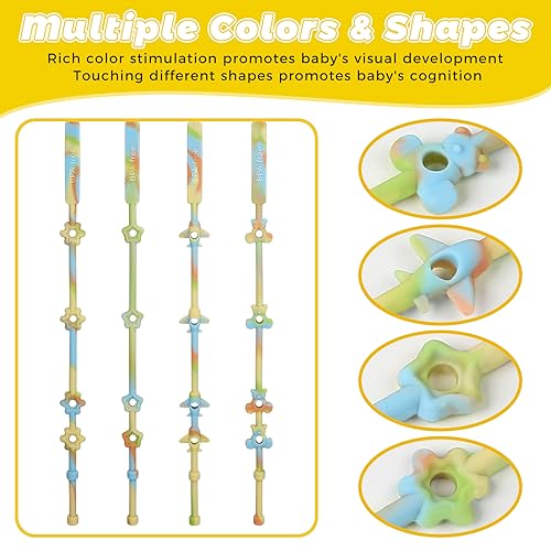 Toy Safety Straps for Baby, 4Pack Silicone Pacifier Clips, Silicone