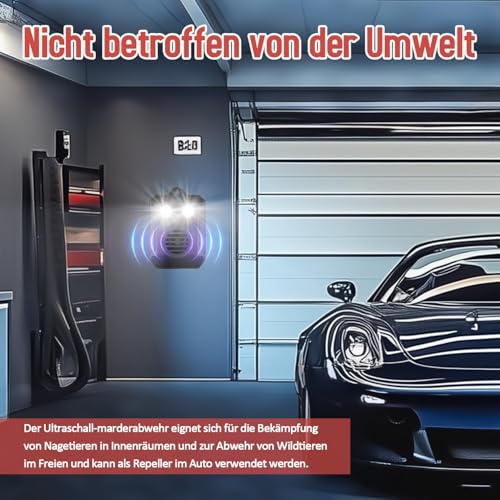 MEKEET Marten Repellent, Marten Repellent Attic, Marten Repellent, Marten Deterrent, Car, Ultrasonic Mouse Repellent with Flash Light, Marten Deterrent, Garden, Marten Rat, Battery Operated for Cars