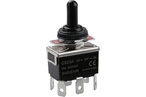 Baomain Toggle Switch AC 250V/10A 125V/15A DPDT 3 Position ON/OFF/ON 6 Pins