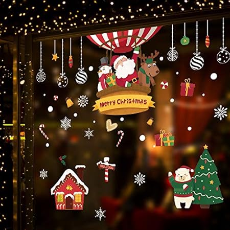 Amazon クリスマス ウォールステッカー シール クリスマスツリー サンタクロース 壁紙 剥がせる 飾り ショーウインドウ飾り 店舗 家庭 雰囲気満点 クリスマス雑貨 おもちゃ