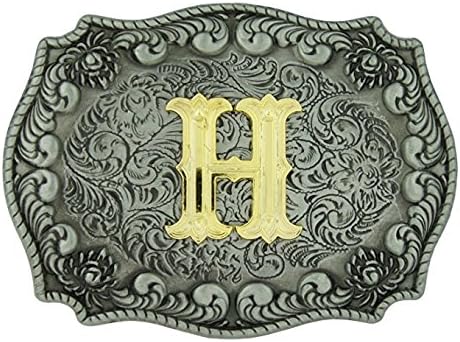 Western Style Belt Buckle Initial Gold Letters (H)