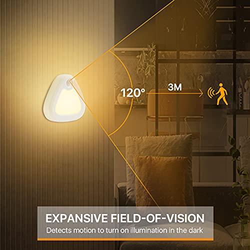 SOLIDEE LED Nachtlicht mit Bewegungsmelder & Dämmerungssensor 3200k (Warmweiß) Triangle Schrankbeleuchtung Lampe für Kinderzimmer Schlafzimmer Gang Toilette (2 Stück)