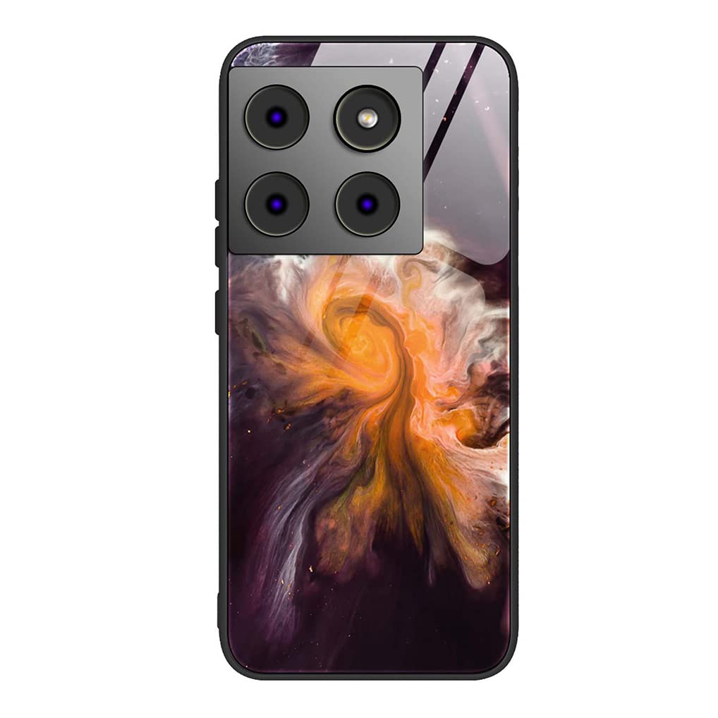 SEAHAI Case for OnePlus 10T 5G, Ultra Thin Fashion Colorful Marble Tempered Glass Hard Back & Soft Silicone TPU Bumper Hybrid Shockproof Cover, Black starry sky