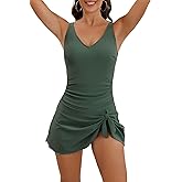 Aidonger One Piece Swim Dress Swimsuits for Women Tummy Control Swimdress Skirt Bathing Suit