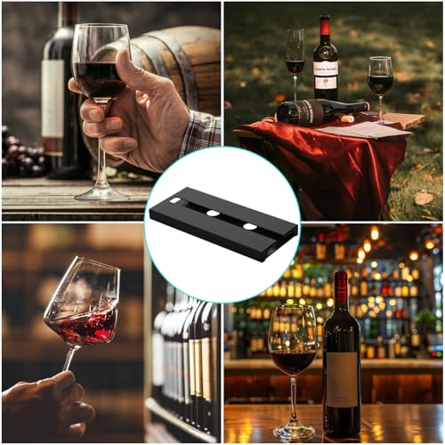 Dwitkul Set of 4 Hanging Wine Glass Holder for Wine Glasses Without Drilling Glass Holder for Bar Restaurant Kitchen (Black)
