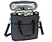 Vina 3 Bottle Wine Carrier - Travel Insulated Wine Carrying Case Tote Bag Case for Champagne Picnic Cooler Gray + Free Corkscrew