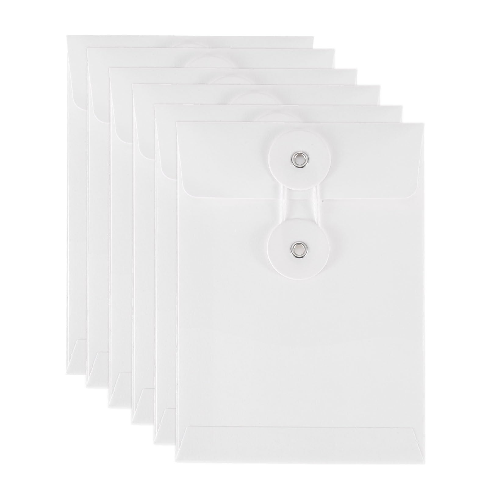 PATIKIL 6 Pcs Kraft Paper Envelope with String Tie Closure, 5.5 x 4 Inch Vintage Envelopes File Folder Bag for Office Business Home Card Storage Document Organize, White