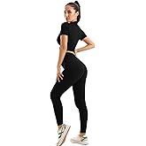 MovingGirlz Ribbed workout sets for women 2 piece Seamless Leggings with High Waist Yoga Outfits women's gym sets