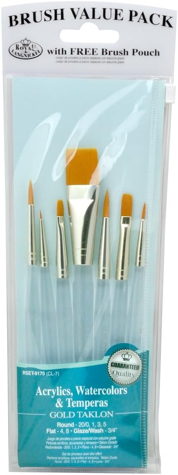 Royal and Langnickel RSET-9170 Taklon Variety Brush Set - Gold (Pack of 7)