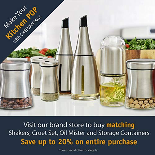 CHEFVANTAGE Olive Oil and Vinegar Cruet Dispenser Set with Elegant Glass Bottle and Drip Free Design - Black