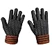 LETHMIK Mens Thick Unique Winter Knit Gloves with Warm Wool Lining Gray