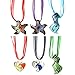 BodyJ4You Fused Glass Handmade Pendant Swirl Heart and Starfish Necklace 6 Pieces Set