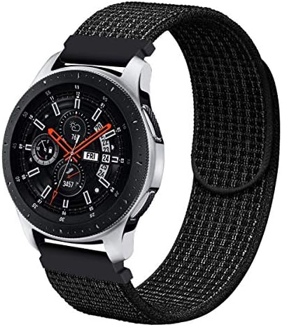 Fullife Galaxy Watch 46mm Bands Nylon Replacement Sport Loop with Hook and Loop Fastener Wrist Strap Compatible for Samsung Galaxy Watch 46mm Band Galaxy Watch Band Smart Watch Reflective Black