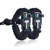 [2 pack] ROKKES PB03 Multifunctional Emergency Paracord Bracelet For KIDs, Adjustable, Sahara Sailor, Outdoor Survival Kit, Compass, Flint, Fire Starter, Scraper, Whistle, For Hiking Camping Emergency