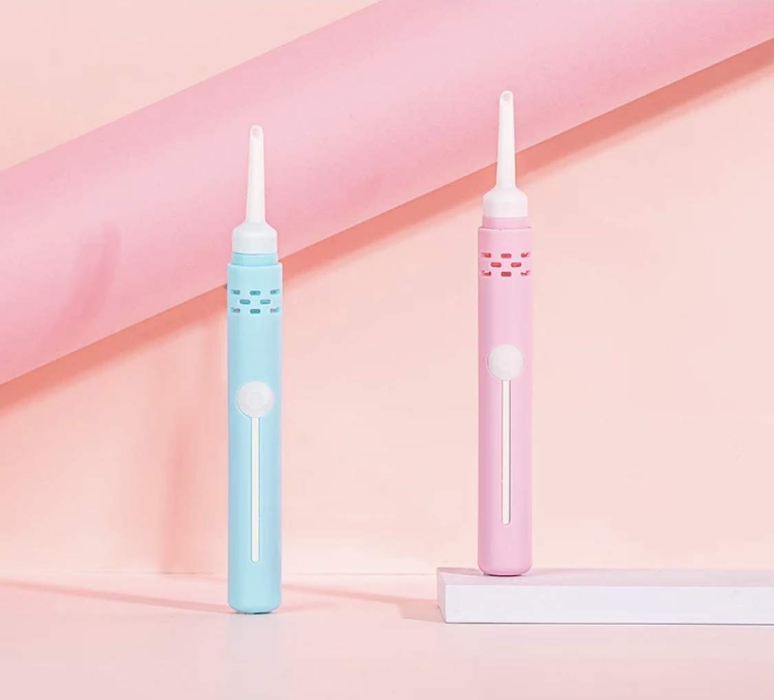 Electric Ear Wax Remover Vacuum Kit for Kids & Adults, Ear Cleaning Kit Smart Earwax Remover Tool with Replaceable Tips, Soft Earwax Cleaner Ear-Pick Clean Set - Colour Pink