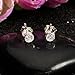 EVER FAITH 925 Sterling Silver Round Cut CZ Simple 3MM Basket Set Stud Earrings Clear