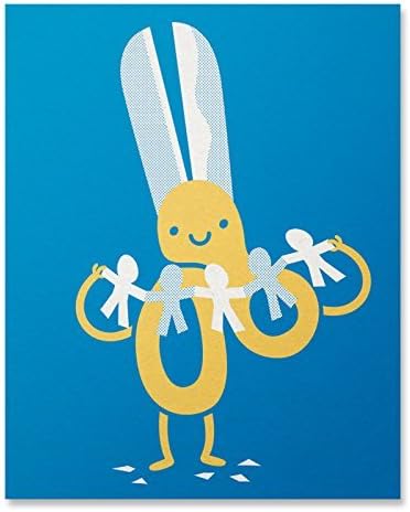 Cute Scissors Art Print Making Friends Paper Cutout Wall Art Children's Illustration Home Decor 8 x 10 Inches