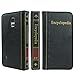 Eco-Fused Book Cover Case Compatible with Samsung Galaxy S5 - Wallet Style Credit Card and Bill Slots - Vintage Encyclopedia Design - Faux Leather - Short Stylus and Eco-Fused Cleaning Cloth