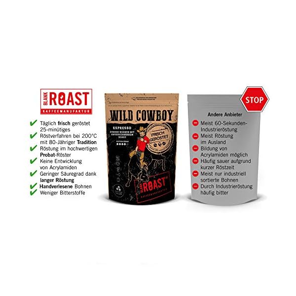 Blank Roast Wild Cowboy - Premium Kaffeebohnen, Espresso Bohnen & Kaffee Crema, 500 g – Bild 8