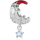 GNOCE Moonlight Santa Claus Charm Sterling Silver Bead Christmas Charm Fit Bracelet/Necklace for Women Wife/Jewelry Gift