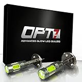 OPT7 Show Glow Plasma H1 LED Fog Light Bulbs - COB 10000K Deep Blue @ 420Lm per bulb - All Sizes and Colors - 1 Year Warranty (Pack of 2)