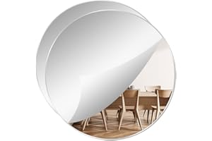 DARENYI 2Pcs 7.87" Round Wall Mirror Tile, Self Adhesive Non Glass Sticker Acrylic Disc, High Clear Circle Decorative for Bat