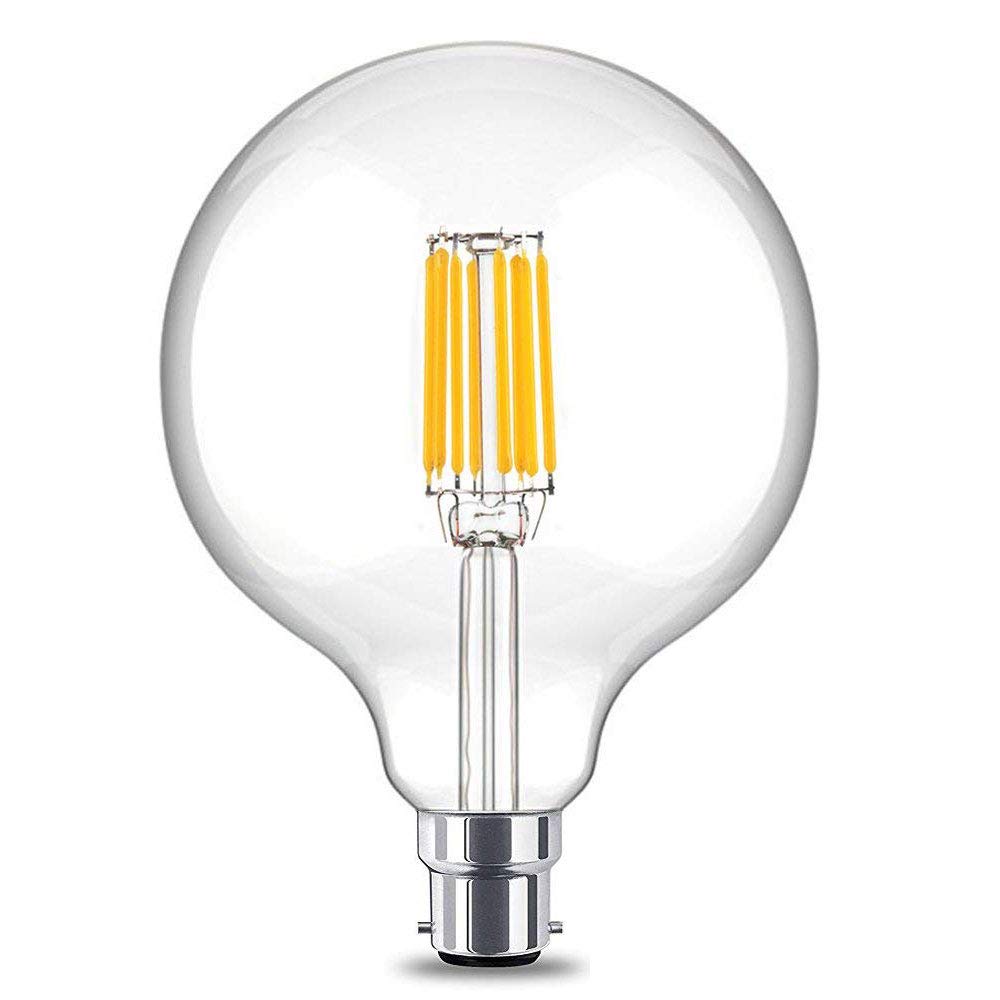 Luxvista 10W G125 B22 LED Filament Globe Bulb Warm White 2700K BC Bayonet Cap 100W Incandescent Equivalent
