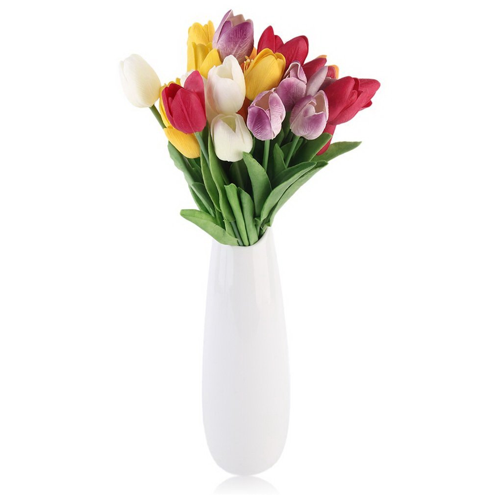 Pelle artificiale tulipano fiori per casa bouquet da sposa da cucina tavolo da pranzo soggiorno decorazione set di 25 Multi