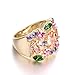 Yoursfs Cocktail Ring Vintage Style Wide Band Statement Ring for Women (Colorful, 7)