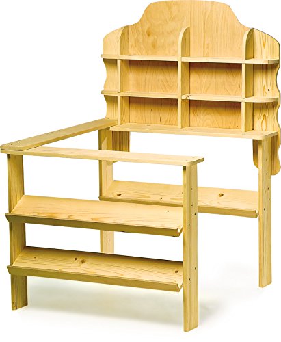 small foot 6953 Kaufmannsladen "Natur" aus Holz, mit Tresen, Gemüse- und Produktfächern, große Ausführung, ab 3 Jahren