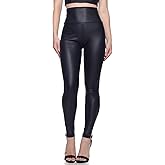 Cemi Ceri Women's Faux Leather Leggings – High Waisted Tummy Control Stretch Pants, Dressy Shiny Slim Fit Jeggings