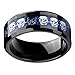 8mm Infinity Black Tungsten Wedding Ring Silver Skull Skeleton Inlay Statement Couple Jewellery