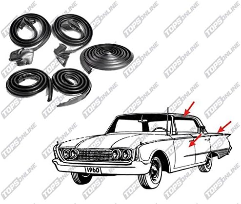 1969 thru 1972 Pontiac GTO, Lemans &amp; Tempest--5 Piece Weather Seals Kit for 2-Door Hardtop Model
